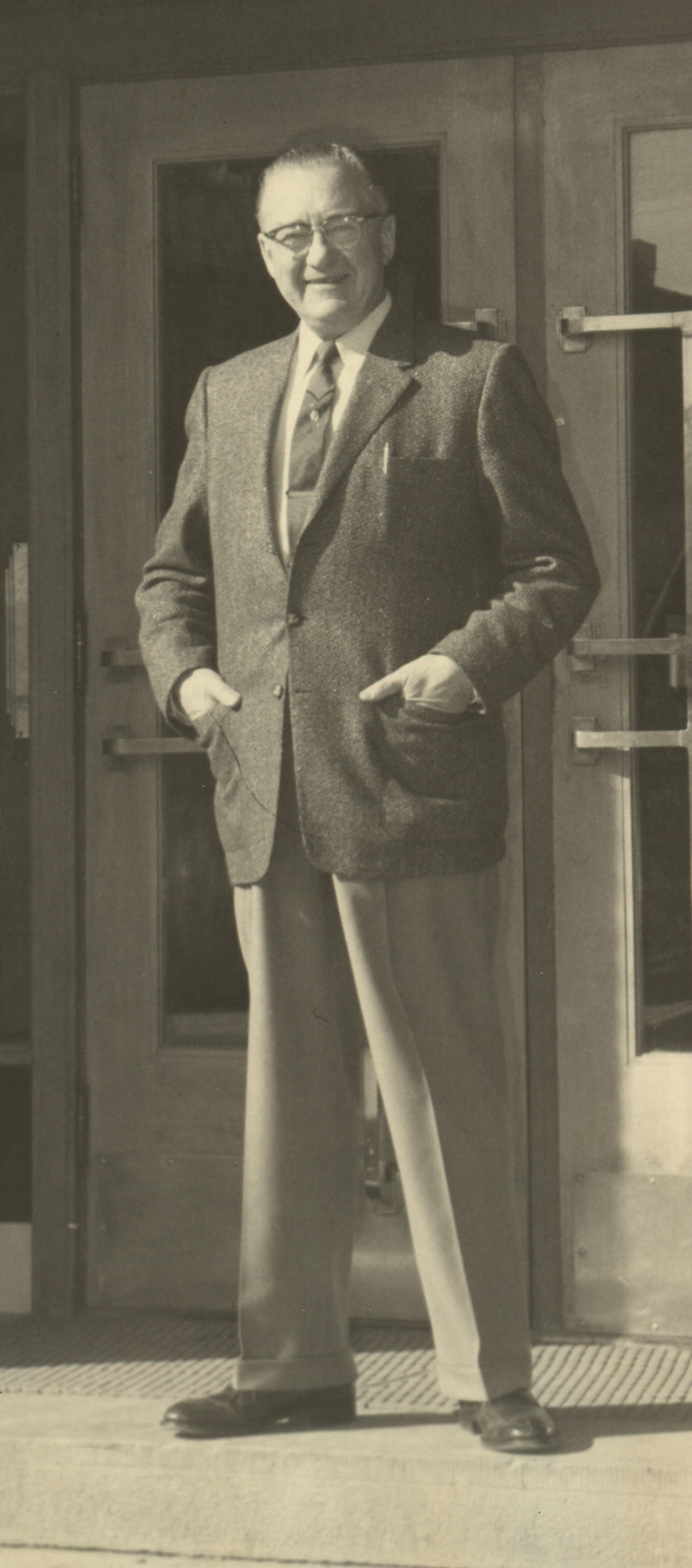 Historical Image of Earl Baker Sr. Near Exterior Front Entrance The Strater Hotel Durango Colorado